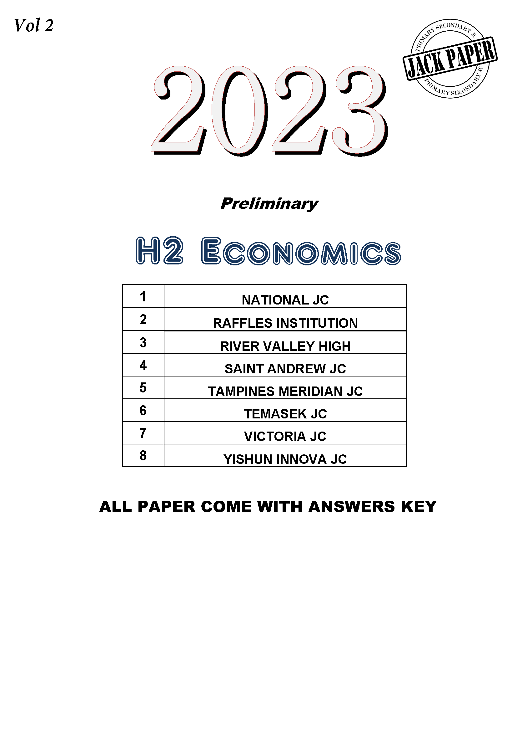 2023 JC2 H2 Economics Prelim Vol 2 (SOFT COPY)