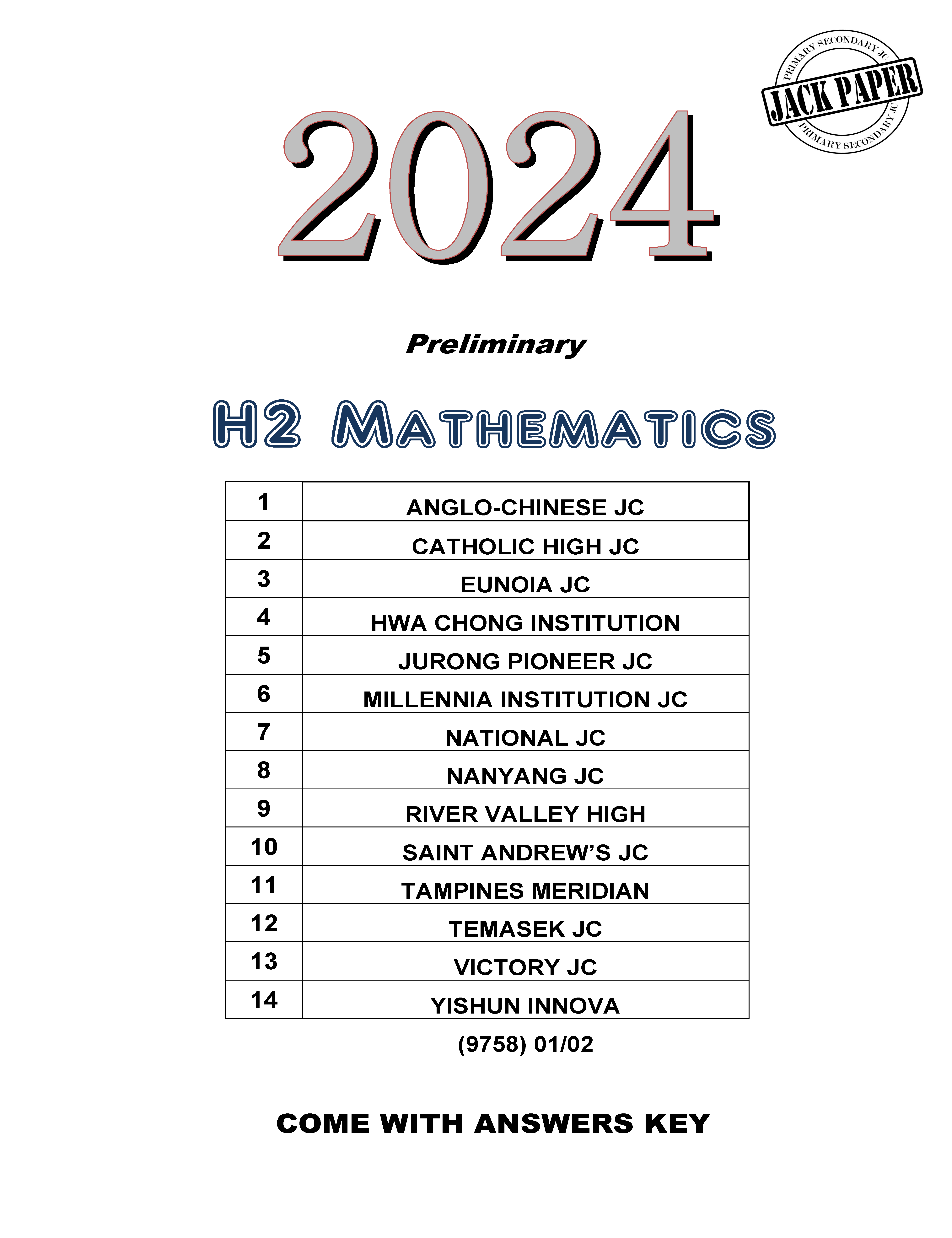 2024 JC2 H2 Mathematics Prelim (SOFT COPY)